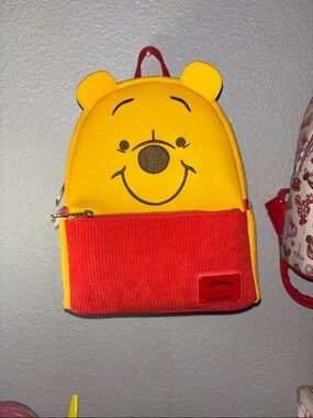 Disney Winnie the Pooh Yellow & Red Corduroy Lounge Fly Mini Backpack
